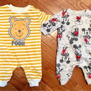 Pooh Bear & Mickey Mouse One Pieces 0-3 months